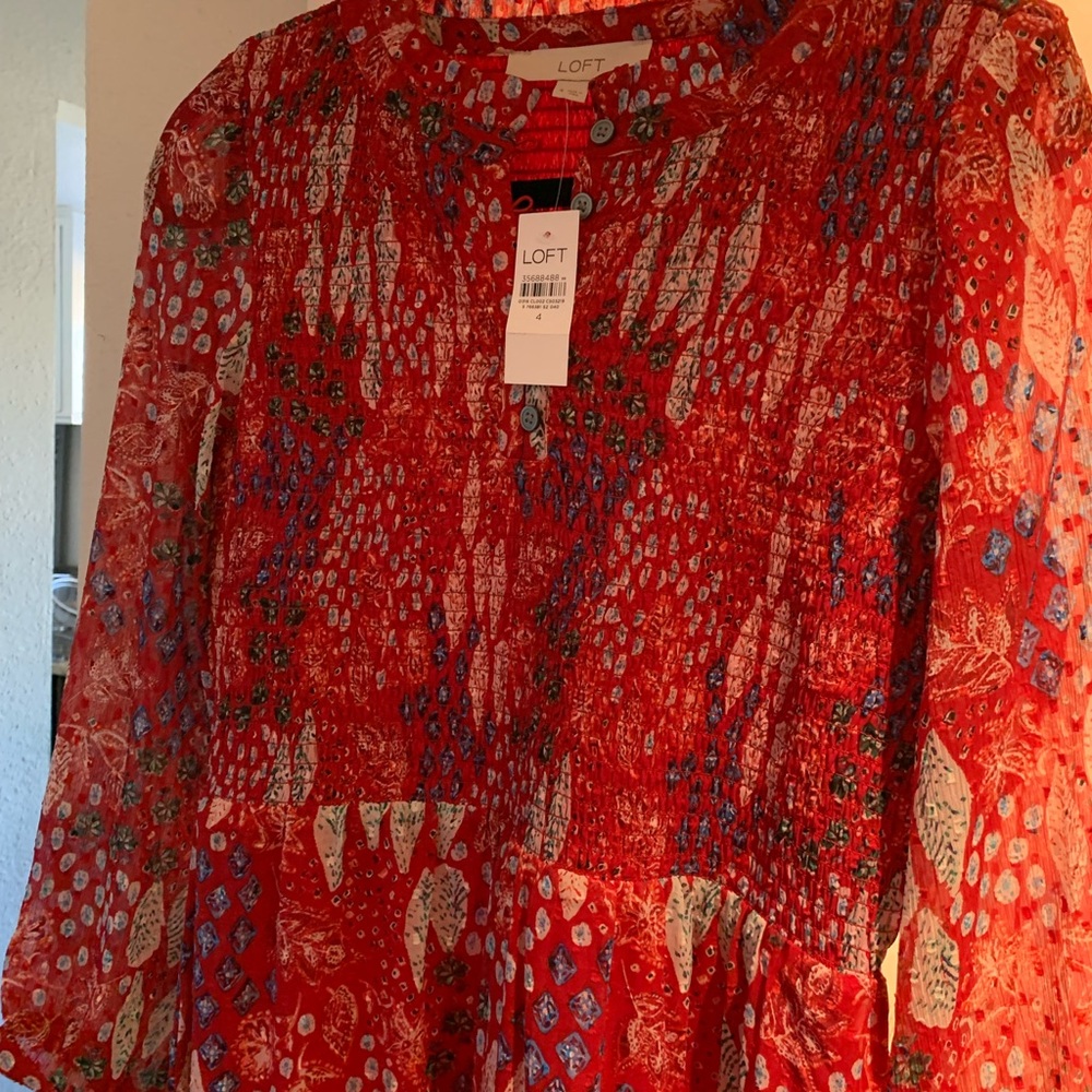 LOFT Garden Smocked Bodice Tiered Maxi Dress - size 4